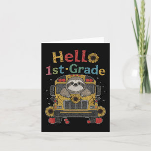 First Day Of 1st Grade Sloth Back To School Kids T Card