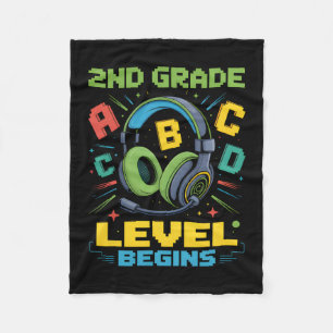 First Day Of 2nd Grade Level Begins Shirt Gamer Bo Fleece Blanket