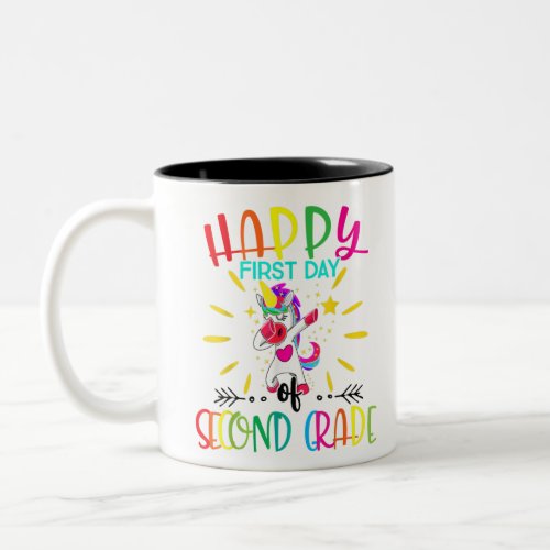 First Day Of 2nd Grade Teacher Unicorn Lover Back Two_Tone Coffee Mug