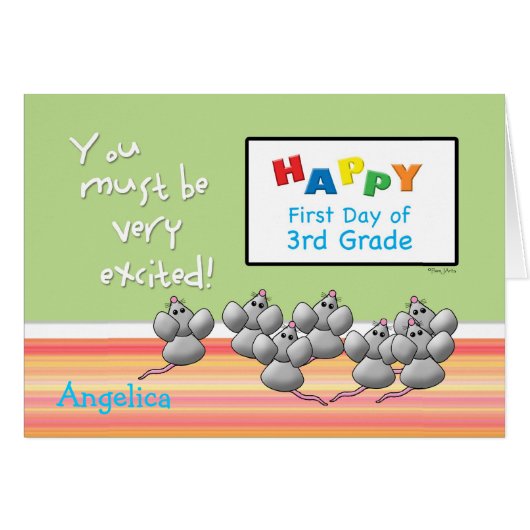 First Day of 3rd Grade Cute Mice and SMART Board (Front Horizontal)