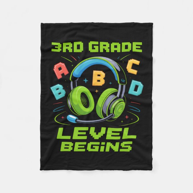 First Day Of 3rd Grade Level Begins Shirt Gamer Bo Fleece Blanket (Front)