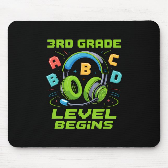 First Day Of 3rd Grade Level Begins Shirt Gamer Bo Mouse Pad (Front)