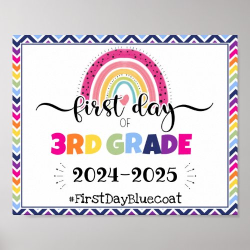 first day of 3rd grade photo prop sign