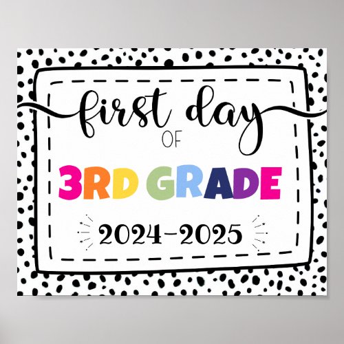 first day of 3rd grade photo prop sign