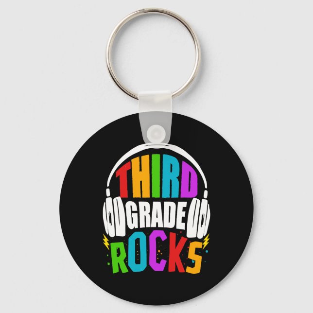 First Day Of 3rd Grade Rocks Back To School Teache Keychain (Front)