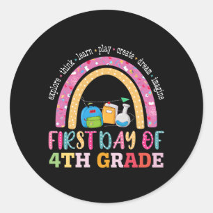 First Day Of 4Th Grade Back To School Classic Round Sticker