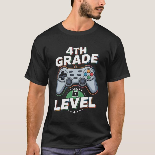 First Day Of 4Th Grade Gaming Back To School T-Shirt (Front)