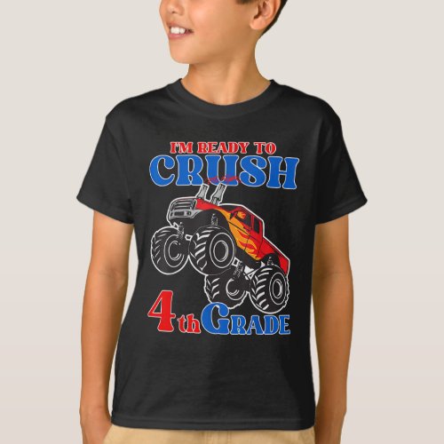 First Day of 4th Grade Monster Truck T_Shirt