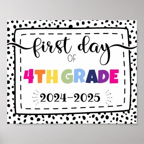 first day of 4th grade photo prop sign