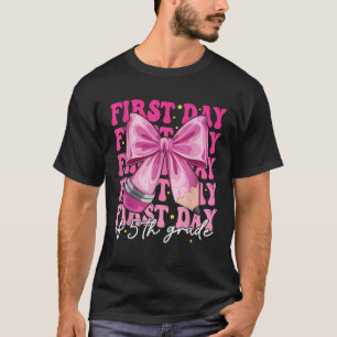 First Day Of 5th Grade Girls Coquette Bow Back To T-Shirt