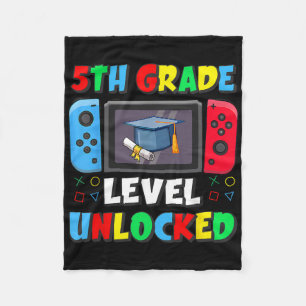 First Day Of 5th Grade Level Unlocked Ck To School Fleece Blanket