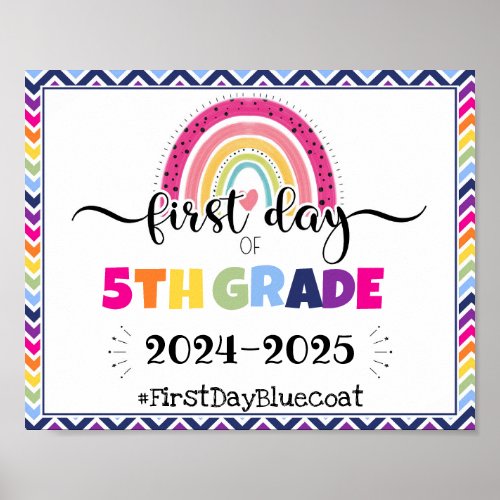 first day of 5th grade photo prop sign