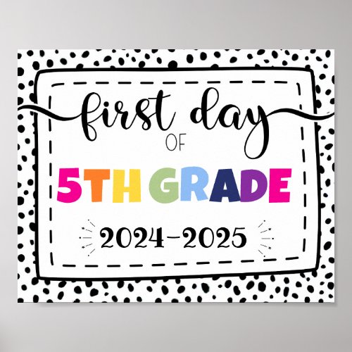 first day of 5th grade photo prop sign