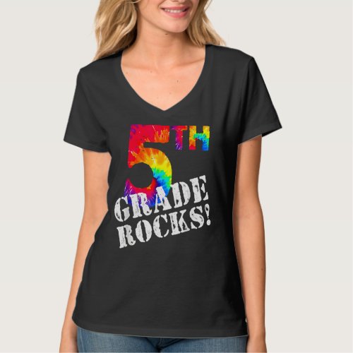 First Day Of 5th Grade Rocks Tie Dye Student Back  T_Shirt