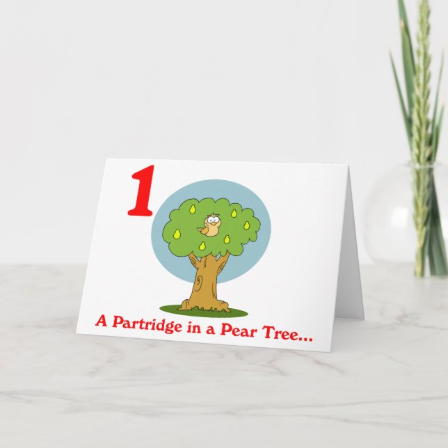 First Day of Christmas a Partridge in a Pear Tree Holiday Card (Front)