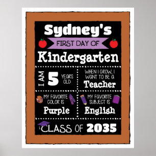 First day of Class Signs Student Art - Purple