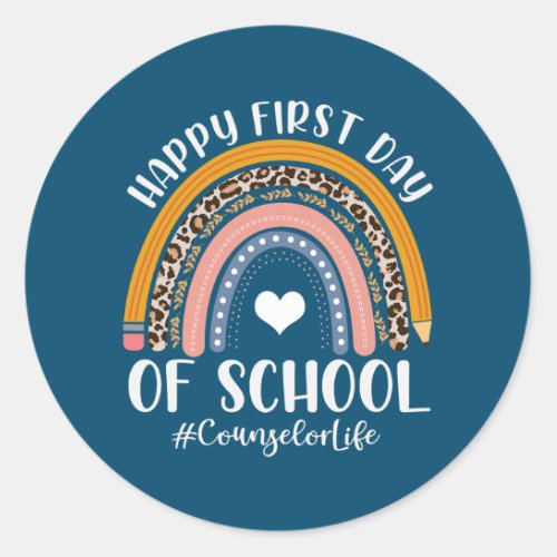 First Day Of Counselor Life Back To School Classic Round Sticker