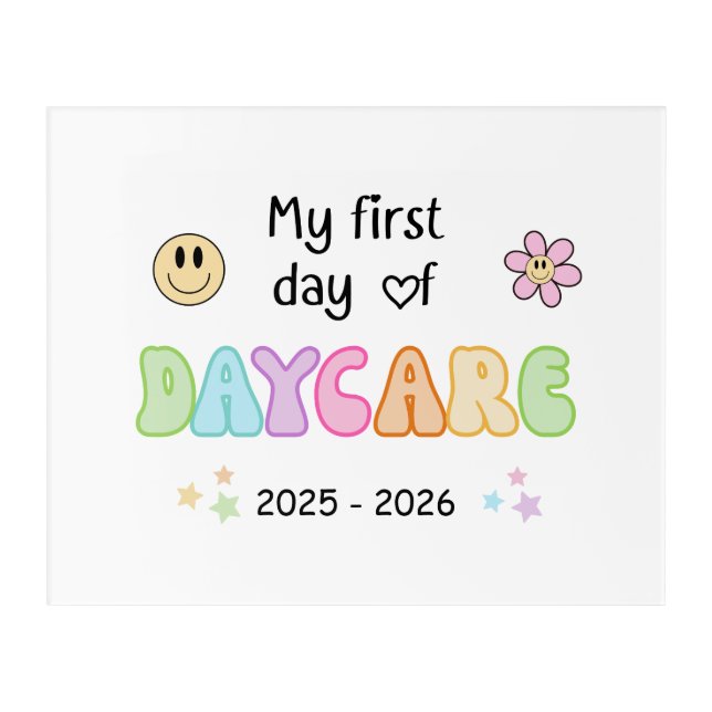 First day of DAYCARE, PASTEL RETRO Daycare Acrylic Print (Front)