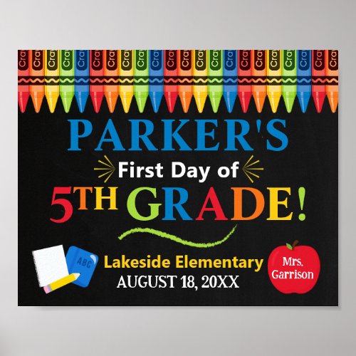 First Day of Fifth Grade School Sign _ 5th grade