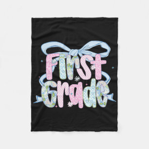 First Day Of First Grade Floral Bundle For Teacher Fleece Blanket