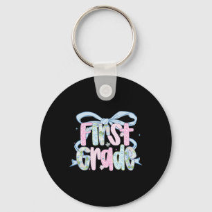 First Day Of First Grade Floral Bundle For Teacher Keychain