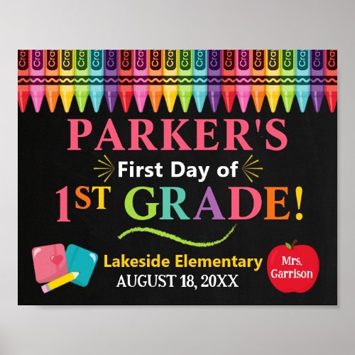 First Day of First Grade School Sign _  Girl 1st