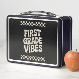 First Day of First Grade Vibes Back to School Metal Lunch Box