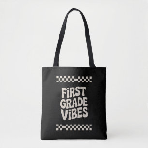 First Day of First Grade Vibes Back to School Tote Bag