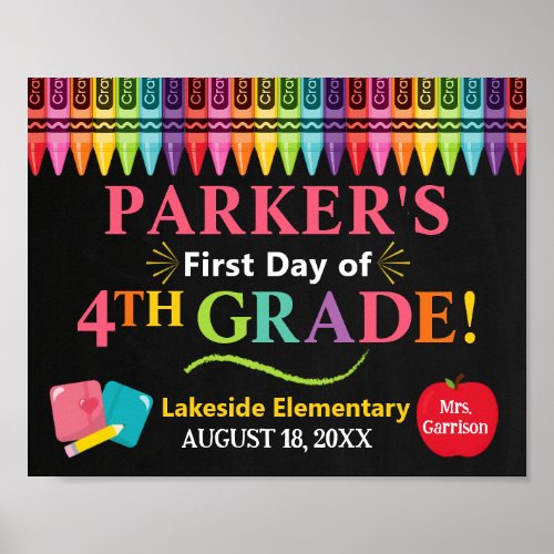 First Day of Fourth Grade School Sign _ Girl 4th