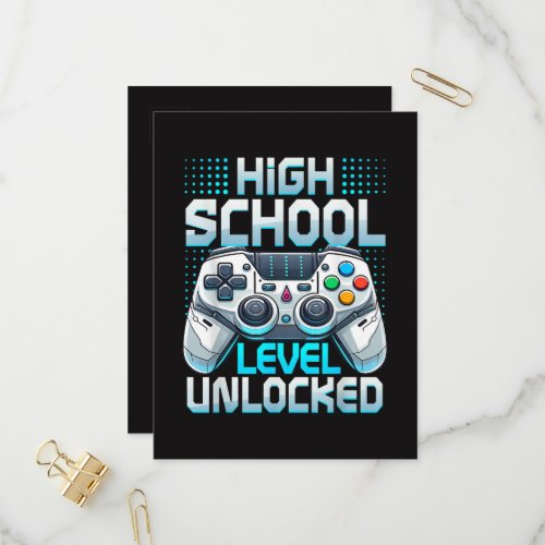 First Day of High School Level Unlocked  Invitation Postcard