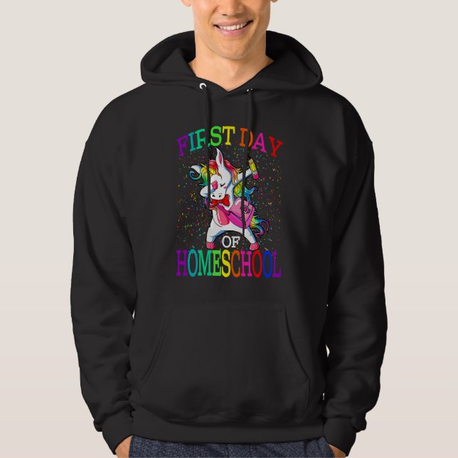 First Day Of Homeschool Unicorn Back To School Hoodie (Front)