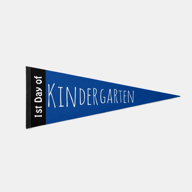 First Day of Kindergarten Blue Pennant Flag (Front)