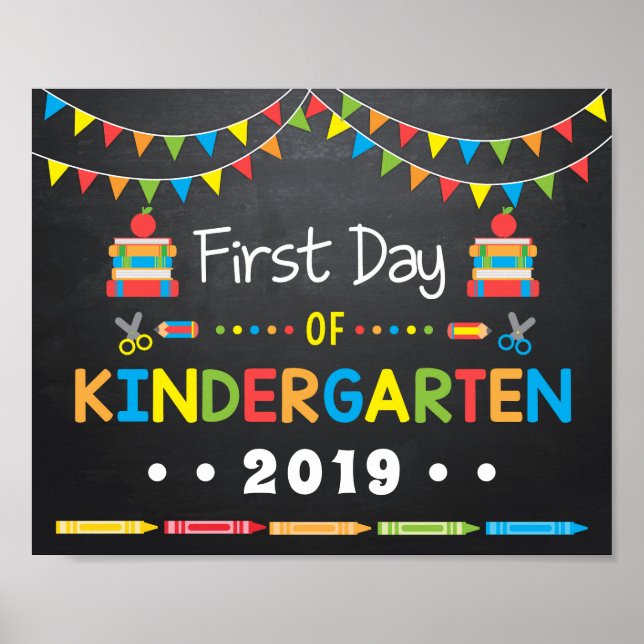 First Day of Kindergarten, Chalkboard Sign (Front)