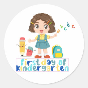 First day of Kindergarten Classic Round Sticker