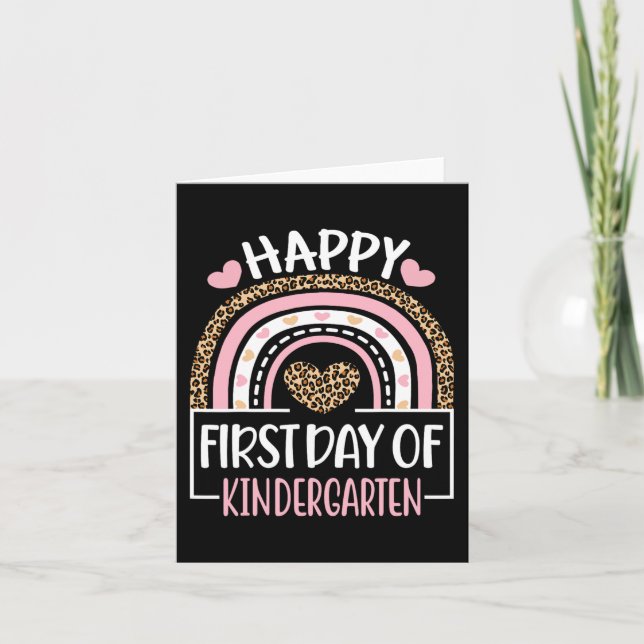 First Day of Kindergarten Fun Back To School Leopa Card (Front)