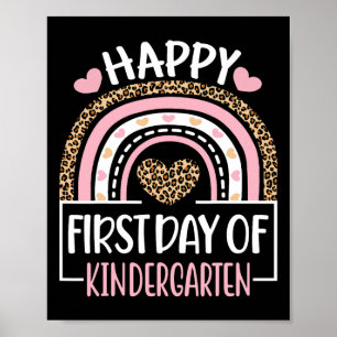 First Day of Kindergarten Fun Back To School Leopa Poster