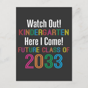 First Day of Kindergarten Future Class 2033 Kids Postcard