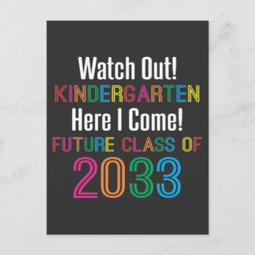 First Day of Kindergarten Future Class 2033 Kids Postcard