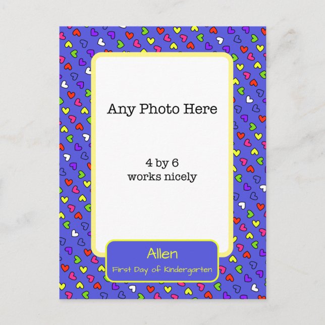 First Day of Kindergarten Photo Postcard (Front)