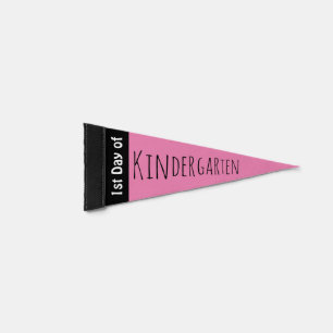 First Day of Kindergarten Pink Pennant Flag