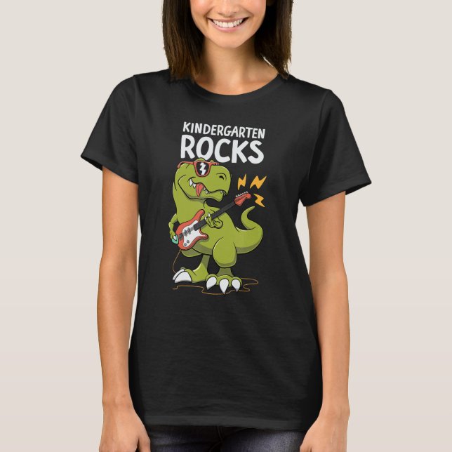 First Day of Kindergarten Rocks T-Rex Boy T-Shirt (Front)