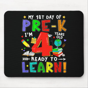First Day Of Pre-k 4 Years Old Ready To Learn Boy Mouse Pad
