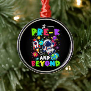 First Day of Pre-K Astronaut Space Back to School Metal Ornament