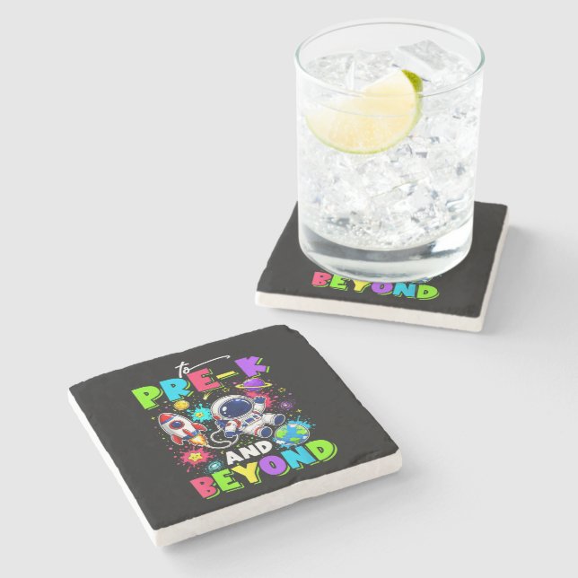 First Day of Pre-K Astronaut Space Back to School Stone Coaster (Side)