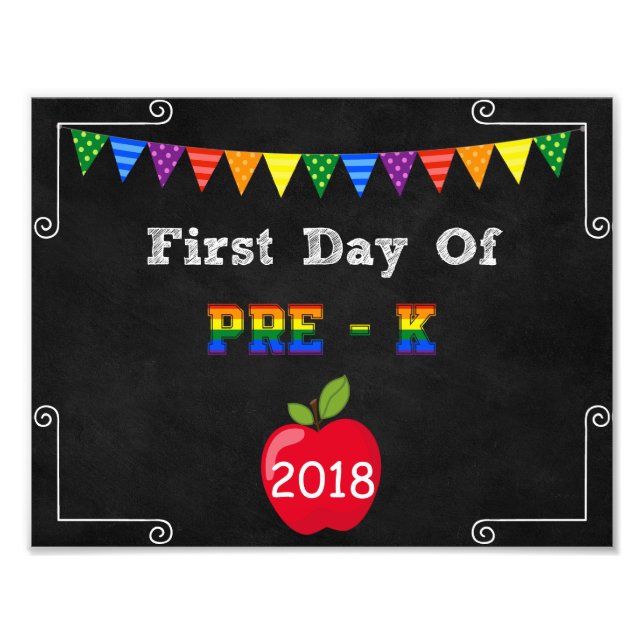 First Day of Pre-K Editable Sign (Front)