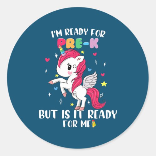 First Day Of Pre K Funny Back To School  Classic Round Sticker
