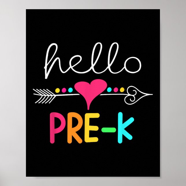 First Day Of Pre K Hello Back To School Teacher  Poster (Front)