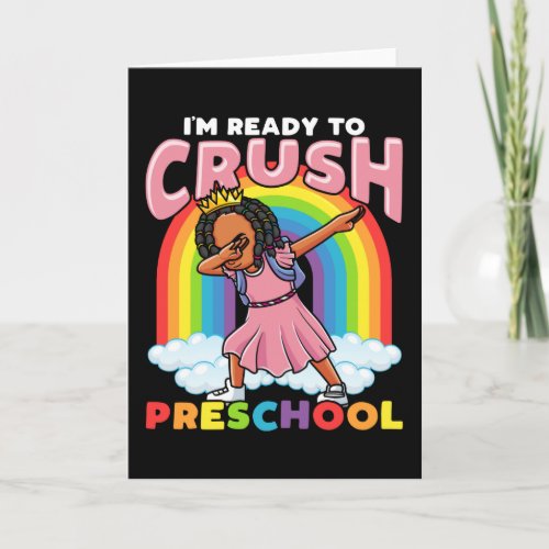 First Day Of Preschool Black Girl Back To School Card