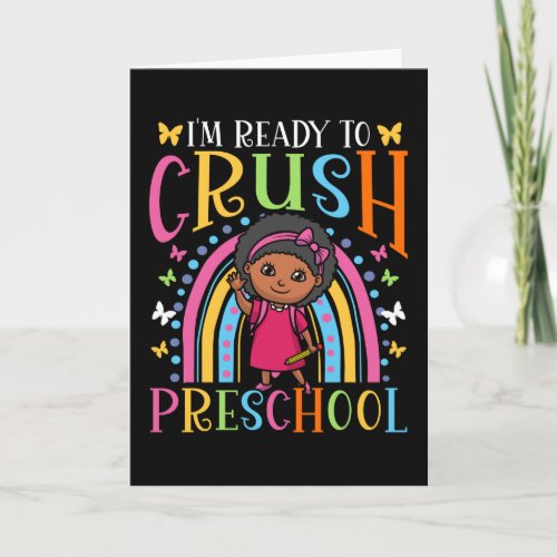 First Day Of Preschool Black Girl Back To School Card