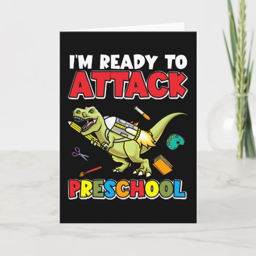 First Day Of Preschool Dinosaur Back To School Card